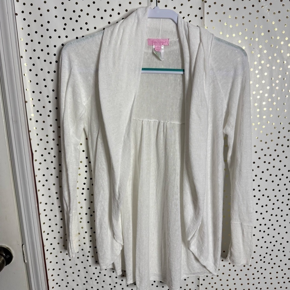 Lilly Pulitzer White Open Front Cardigan